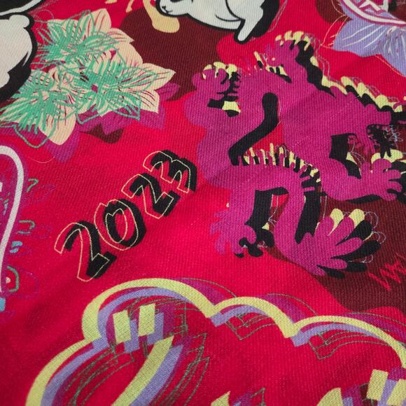Vivienne Tam Hong Kong Dragon Year of Rabbit Graphic Pop Art Woven Wool Scarf - Picture 5 of 9